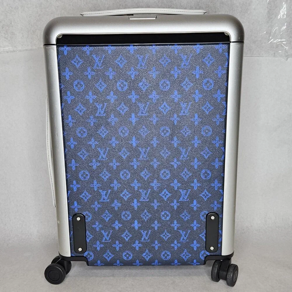 Louis Vuitton Blue Monogram Horizon 55 Rolling Suitcase Luggage Carry On Bag